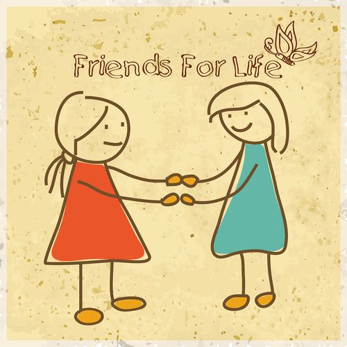 快乐友谊日背景的蹩脚的黄色背景播放小女孩图