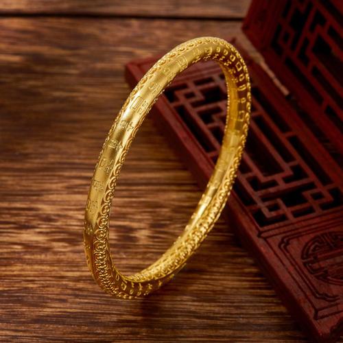 黄金码头足金999古法镂空万事大吉手镯送爱人婚嫁求婚镯子首饰礼品