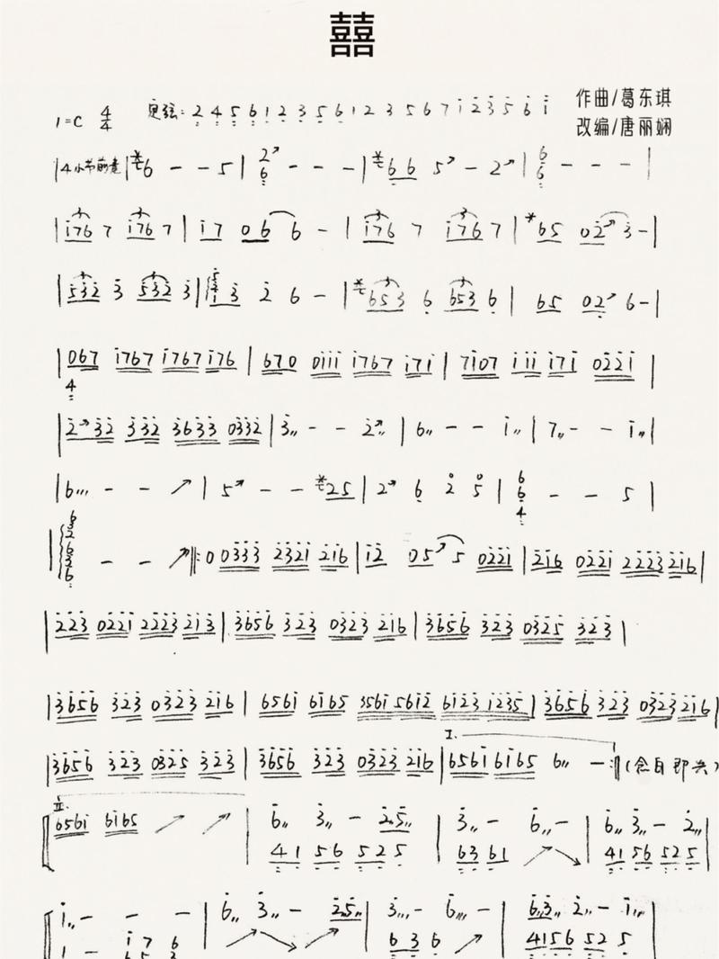 唐丽娴改编囍古筝简谱分享