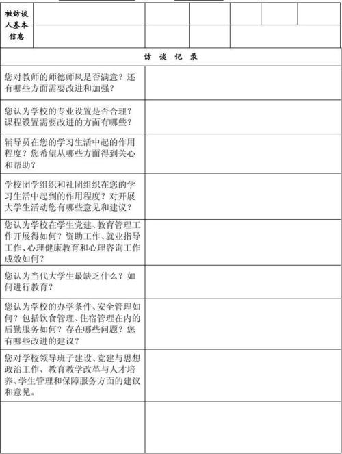 访谈学生记录表