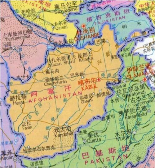 阿富汗地图,巴米扬位于阿富汗中心位置