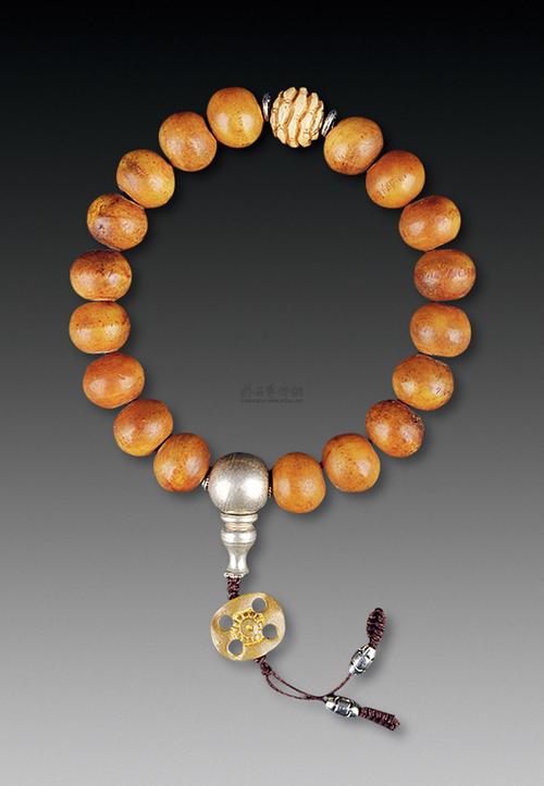 0339清银佛头虎骨手串