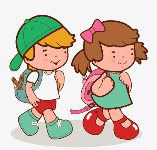 背书包上学卡通简笔画