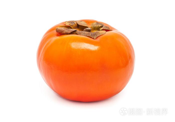 白色背景上孤立的柿子亚洲新鲜水果