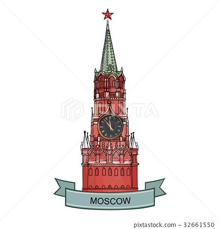 插图素材: moscow kremlin tower landmark travel russia icon