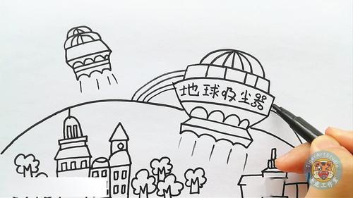 科幻画 - 地球吸尘器  用时:30分钟  适合年龄:少儿  工具:素描纸