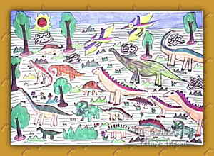《恐龙的故事》儿童画作品欣赏