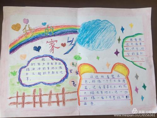 奈曼旗蒙古族实验小学四年一班"家乡美"主题手抄报展览