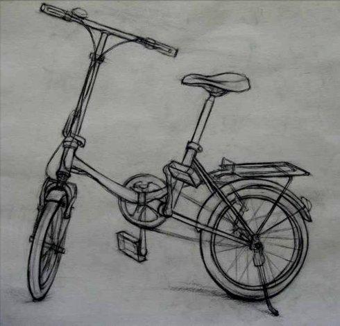 2013年秋季美术兴趣班作品一自行车素描材料制作
