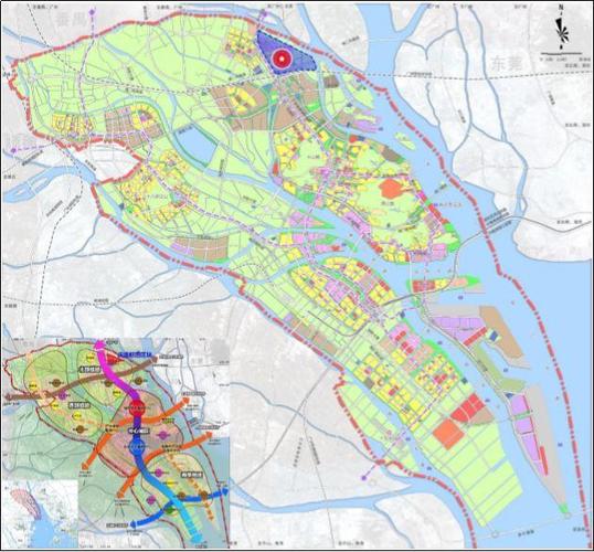 南沙北枢纽最详细控规及城市设计,一区多园,两轴一带
