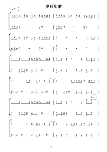 陈奕迅《岁月如歌》(原版)钢琴双手简谱 钢琴谱 钢琴简谱
