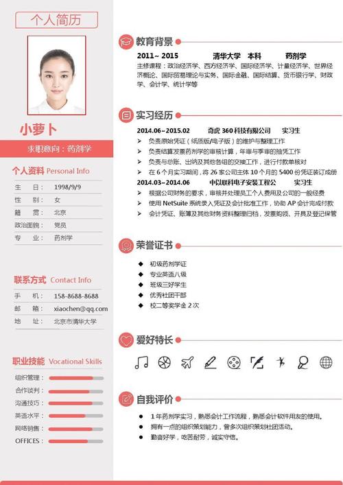 药剂学专业简历模板(模板可编辑)089