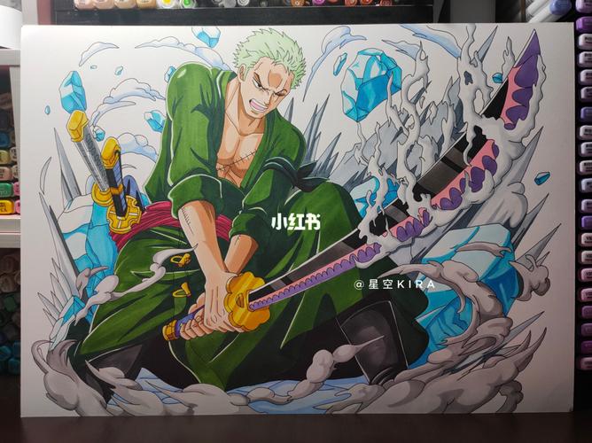 马克笔手绘海贼王索隆_海贼王_手绘_绘画_人文_绘画