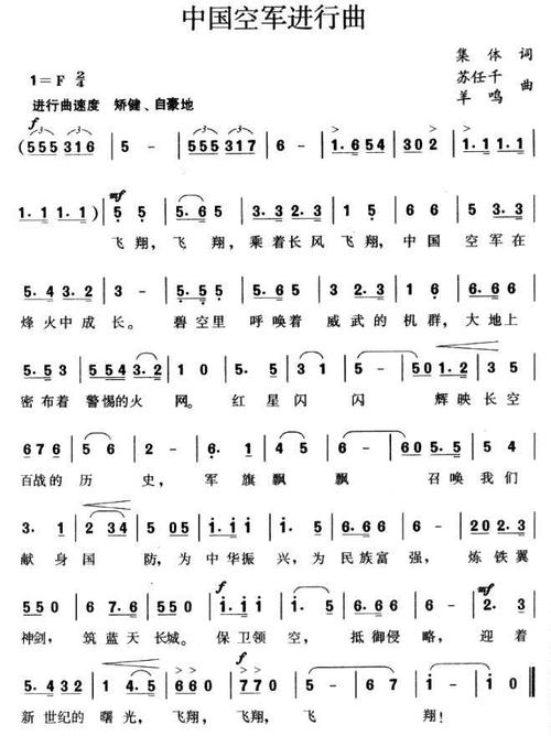 中国空军进行曲简谱中国空军进行曲简谱