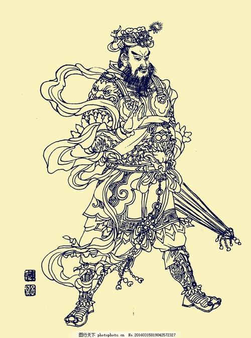 cn 天王1 四大天王 神话传说 白描人物 神仙 魔家四将 白描集神仙