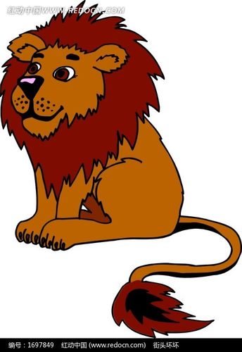 手绘蹲坐在地上的狮子