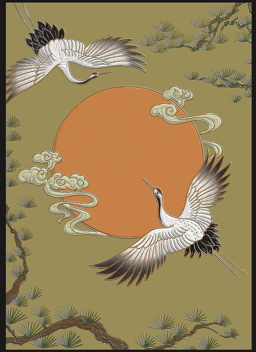 仙鹤祥云掐丝珐琅装饰画