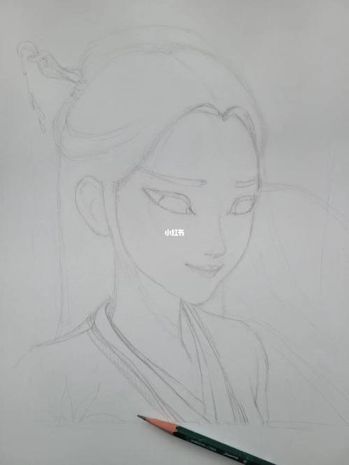 【白蛇缘起,素描手绘】青蛇劫起,白娘子_素描_手绘_兴趣爱好_绘画
