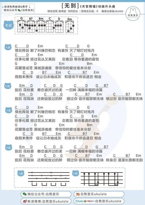 漫漫长路都无别张信哲动画天官赐福片头曲尤克里里吉他弹唱谱