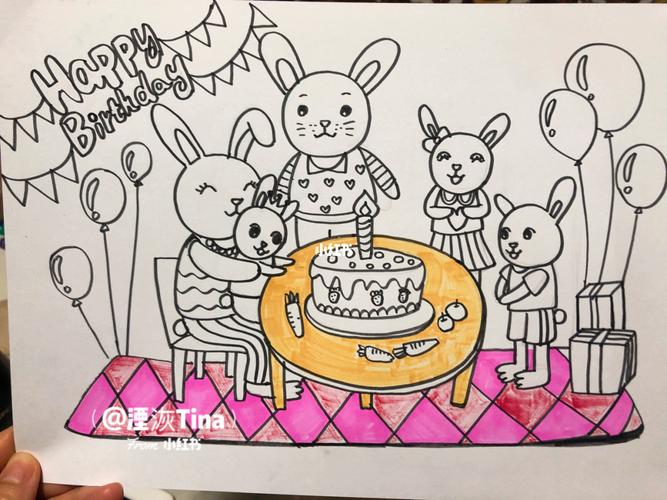 儿童创意画兔子一家_兔子_儿童创意画_文化_绘画