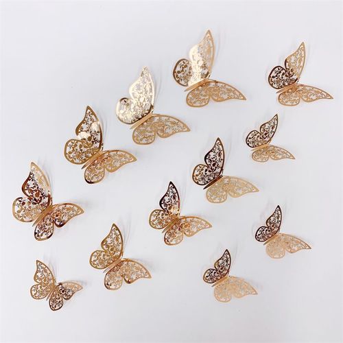 镂空蝴蝶d款银色 实惠装24只蝴蝶