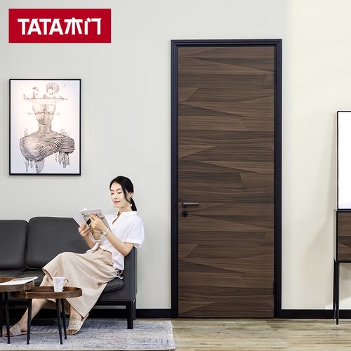 tata木门 简约室内卧室套装门 木质复合定制木门@001摩卡纹