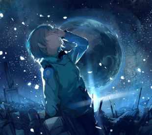 头像男生仰望星空动漫