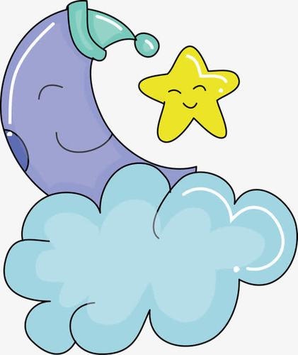 卡通手绘黑色描边星星月亮