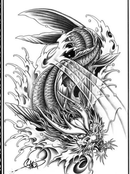 纹身| 鳌鱼纹身手稿素材