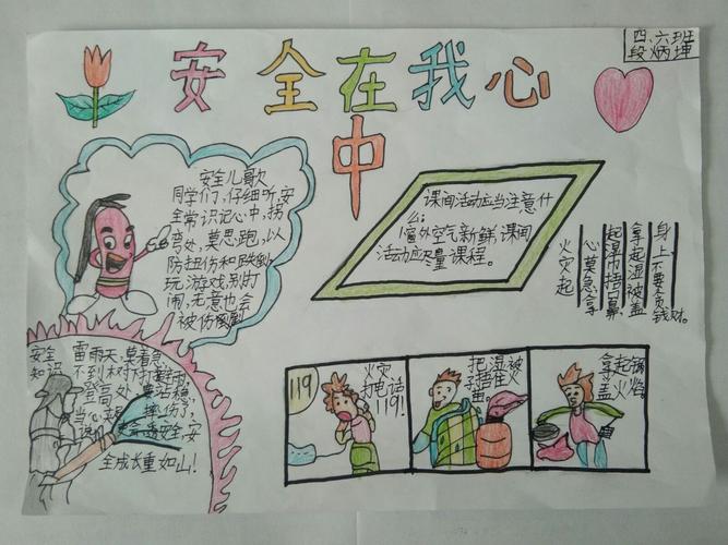 四六班寒假"安全在我心"手抄报展览!快来看看孩子们的