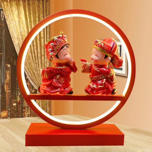 瑞仕兹结婚礼物实用摆件中国风手工娃娃实用高档婚房礼品创意婚庆台灯