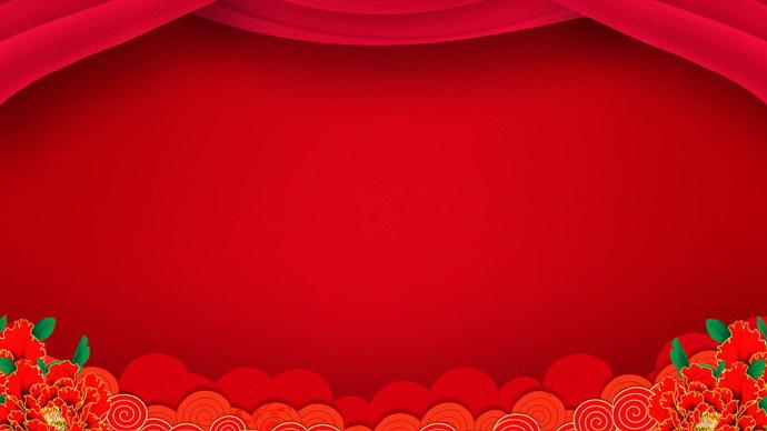 11张红色帷幕灯笼新年ppt背景图片