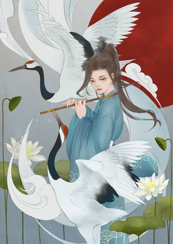 手绘插画·国风牧鹤少年