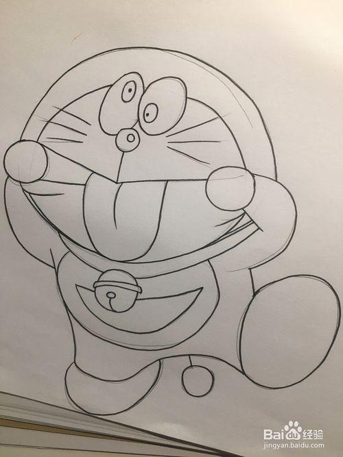 画哆啦a梦 吐舌头的叮当简笔画 涂鸦 儿童画画