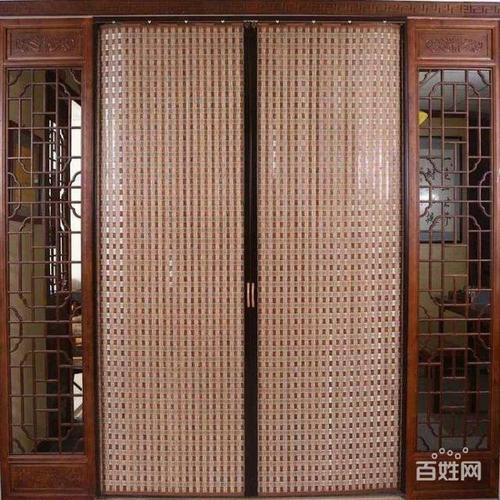 定制竹帘竹推拉门安装饭店包间软隔断折叠门移动遮阳门