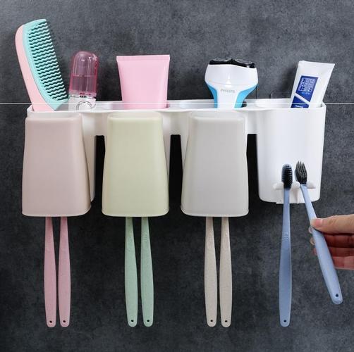 挂牙缸刷牙个性一套牙具盒多功能架子漱口牙刷架