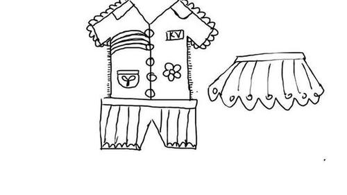 小孩叠衣服简笔画卡通