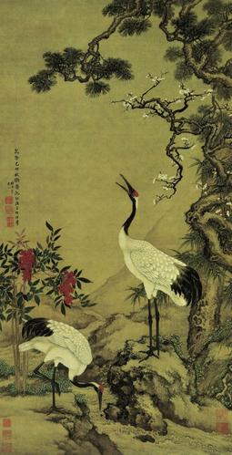 清代沈铨松鹤延年图!