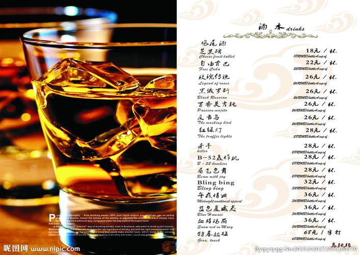 鸡尾酒菜单图片
