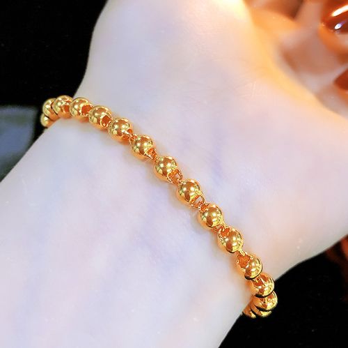 购客24k金珠9999黄金手链足金光面珠珠女纯金转运珠圆珠简约时尚 豆豆