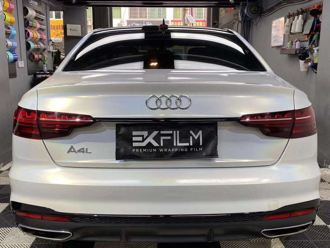 奥迪a4l全车贴膜ekfilmek改色膜钻石镭射白