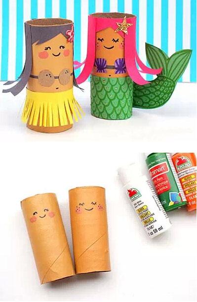 【手工部落】diy漂亮的卫生纸筒娃娃