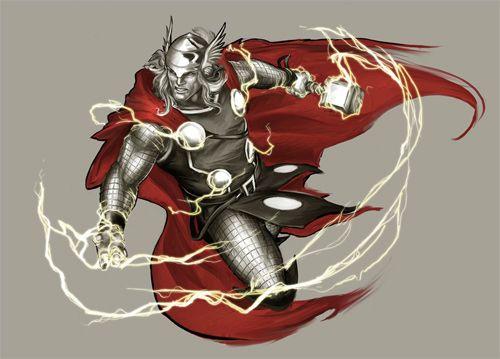 漫画英雄人物插画:雷神托尔mighty thor
