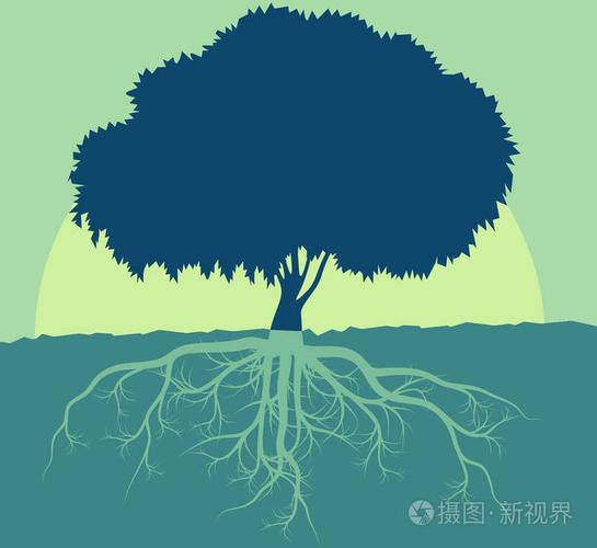 树的根矢量抽象背景概念与葡萄酒