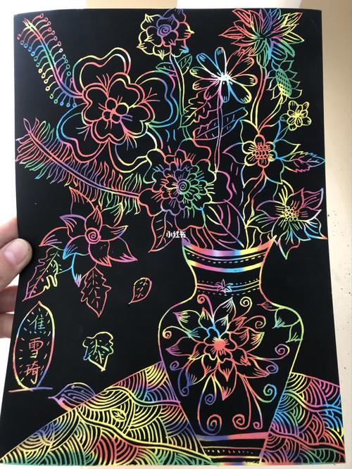 刮画『花与花盆』98_刮画_文化_绘画