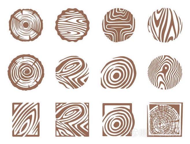 向量抽象木头纹理例证的手绘剪影在白色背景插画-正版