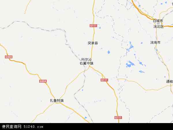 中国内蒙古自治区兴安盟科尔沁右翼中旗地图(卫星地图)