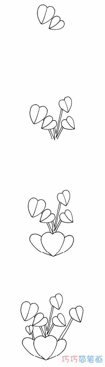 手绘绿萝盆栽怎的画法带步骤图盆栽简笔画图片_植物简