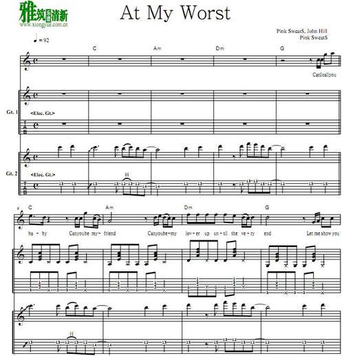 pink sweat$ - at my worst双吉他谱