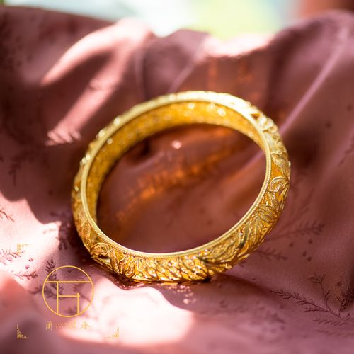 万宝德原创 花丝镶嵌纯金手镯 手环黄金镯子古法纯金